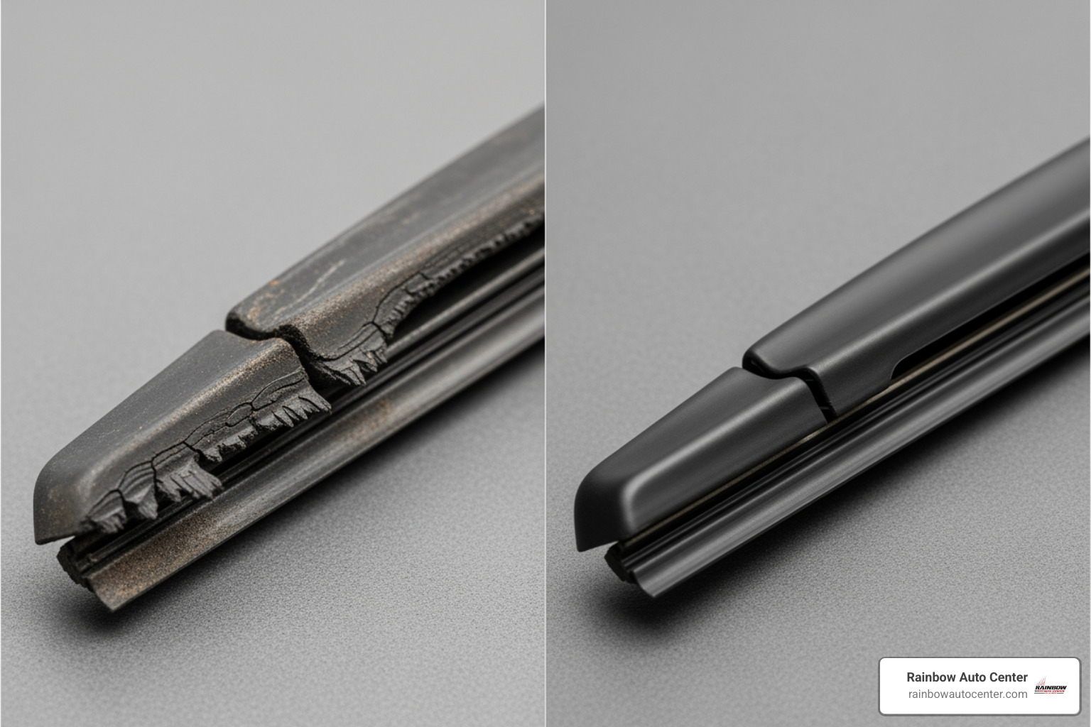 worn and new windscreen wiper blades - windscreen scratch removal near me