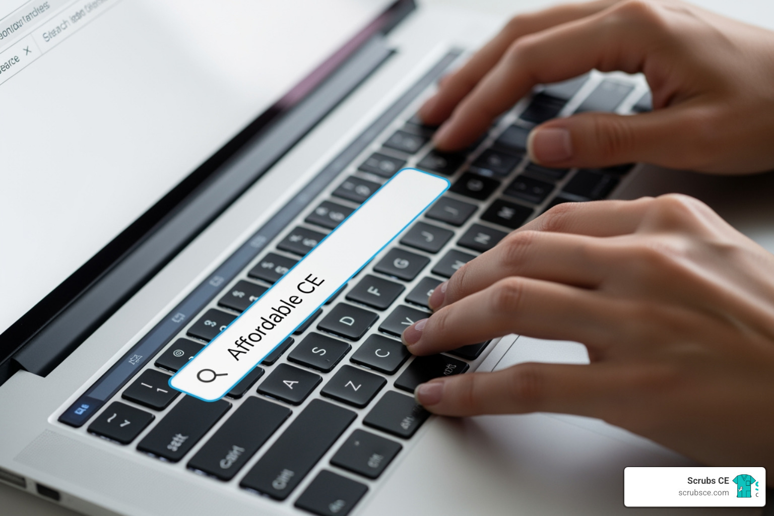 person using a search bar on a laptop with the words "Affordable CE" typed in - Affordable CE credits