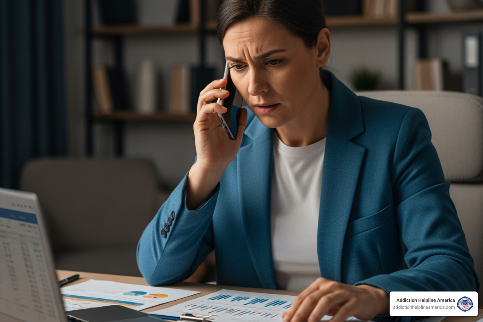 A person on the phone, looking concerned but determined, discussing payment options for addiction treatment. - drug rehab centers in lubbock texas A person on the phone, looking concerned but determined, discussing payment options for addiction treatment. - drug rehab centers in lubbock texas