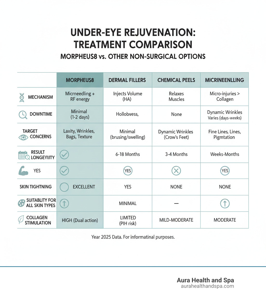 comparison table of Morpheus8 vs other under-eye treatments - morpheus8 under eyes infographic 