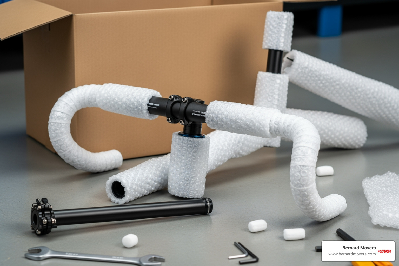 partially disassembled bicycle with parts wrapped in foam padding - how to ship a bicycle partially disassembled bicycle with parts wrapped in foam padding - how to ship a bicycle