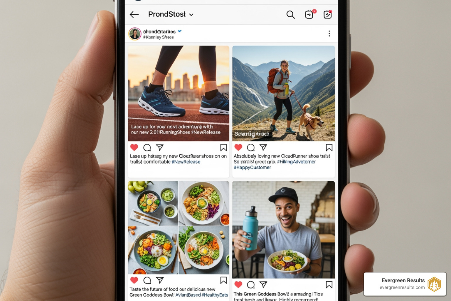 a brand's social media feed featuring a mix of branded and user-generated content - user generated content