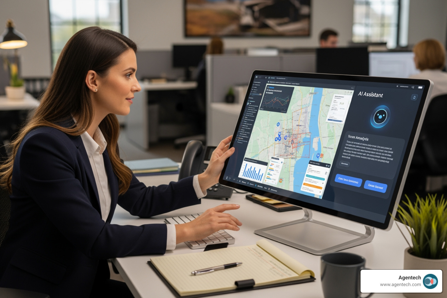 Claims adjuster collaborating with an AI assistant on a complex property claim - AI-powered claims automation