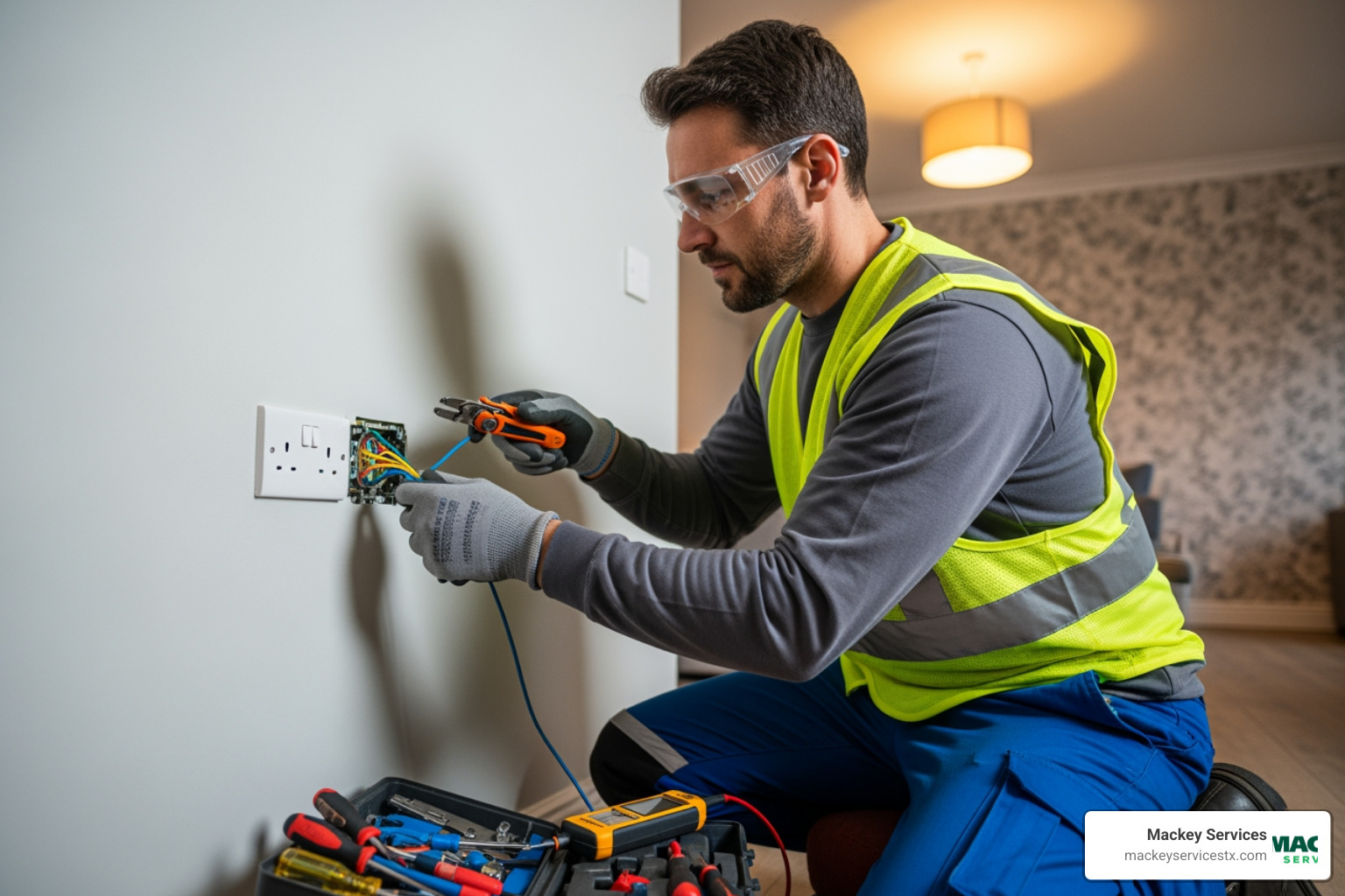 professional electrician safely repairing an electrical outlet - electrical repair webster tx professional electrician safely repairing an electrical outlet - electrical repair webster tx