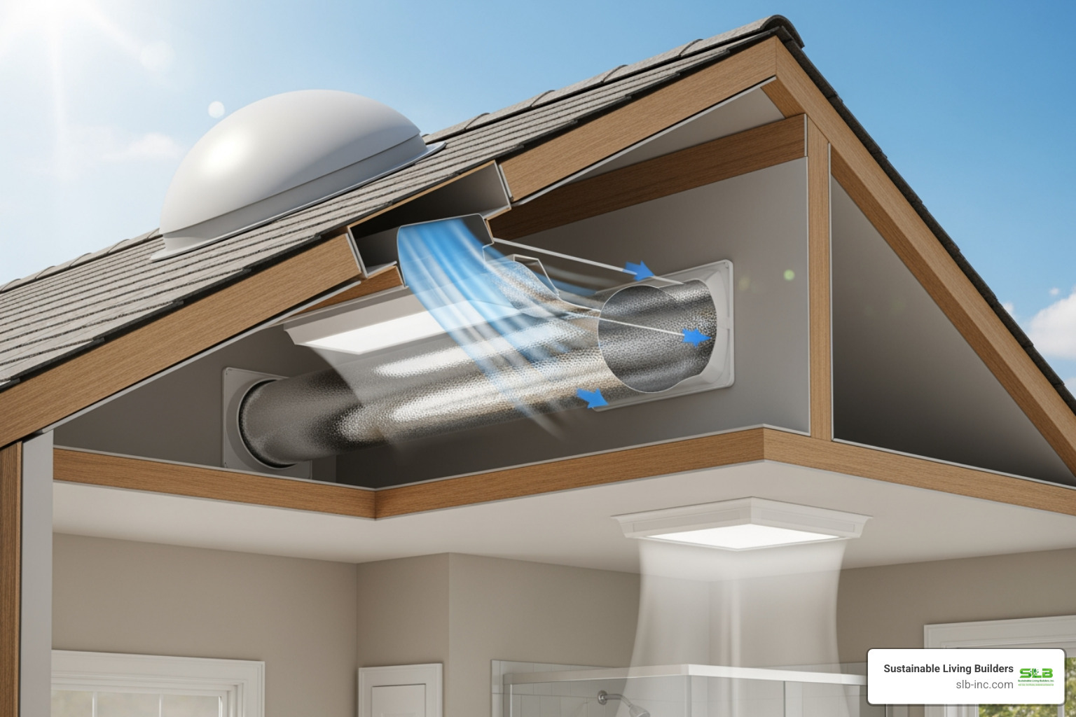 cutaway view showing the components of a sun tunnel - bathroom sun tunnel
