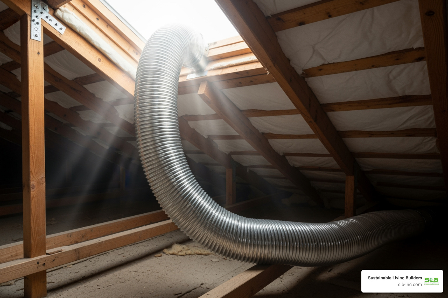flexible sun tunnel tube navigating around attic rafters - bathroom sun tunnel
