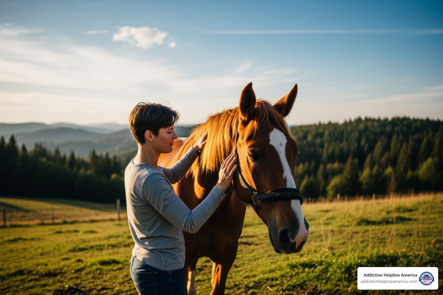 equine therapy session overlooking nature - luxury rehab programs