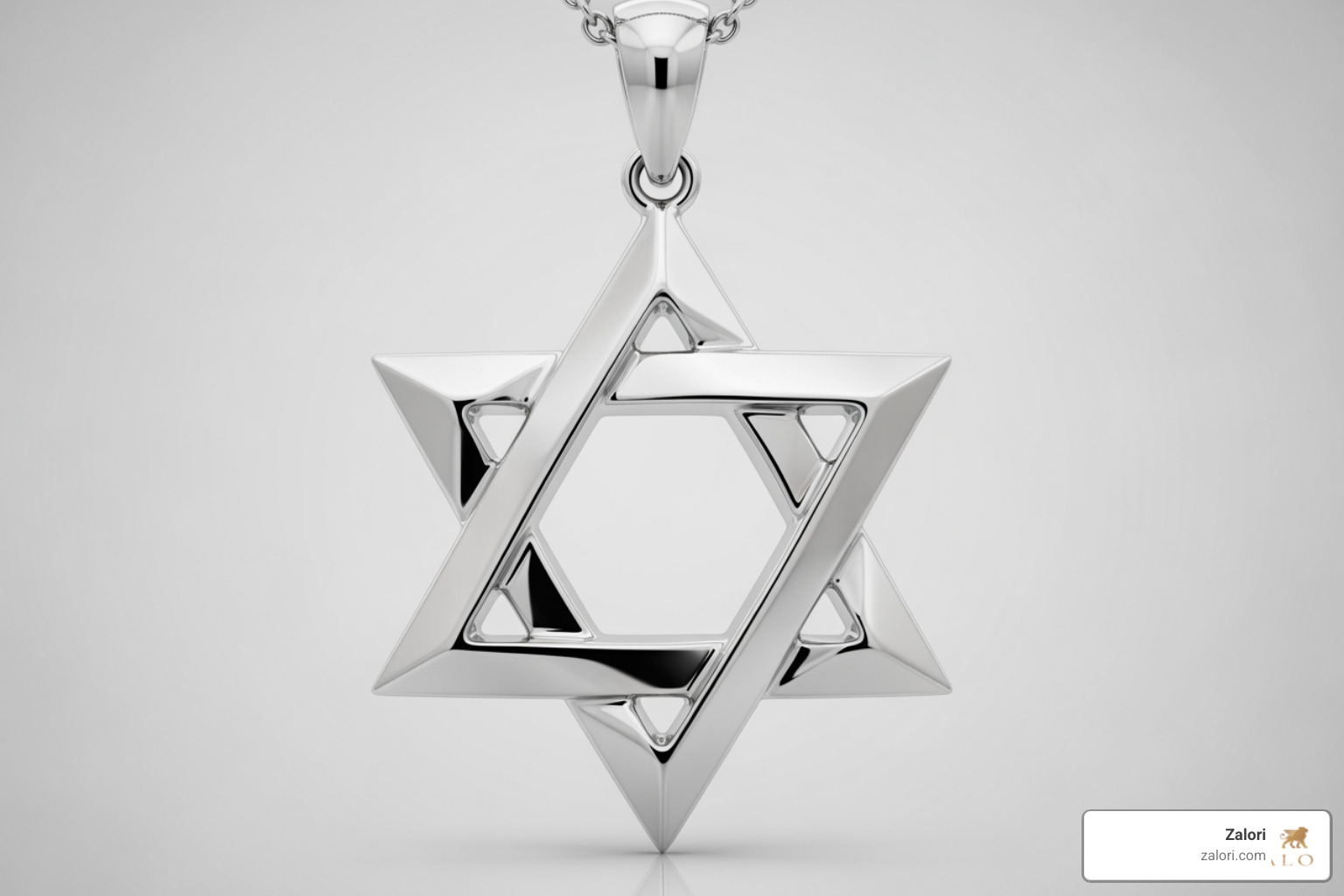 modern polished white gold Star of David pendant - white gold religious pendants