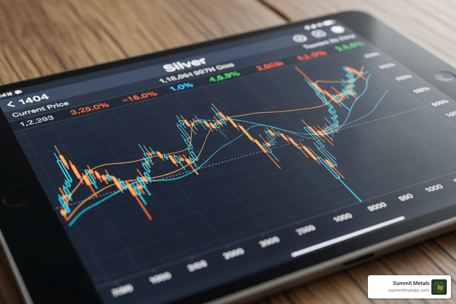 live silver price chart on tablet screen - Silver spot price Utah