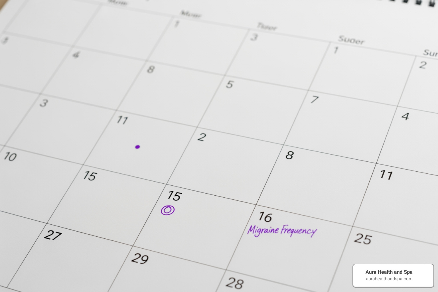 calendar with reduced migraine days marked - botox migraine