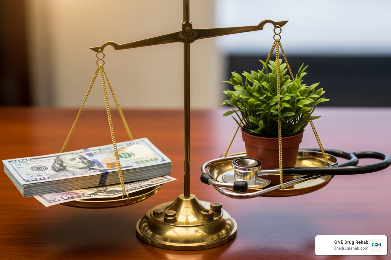 scale balancing money and health - Cost of rehab