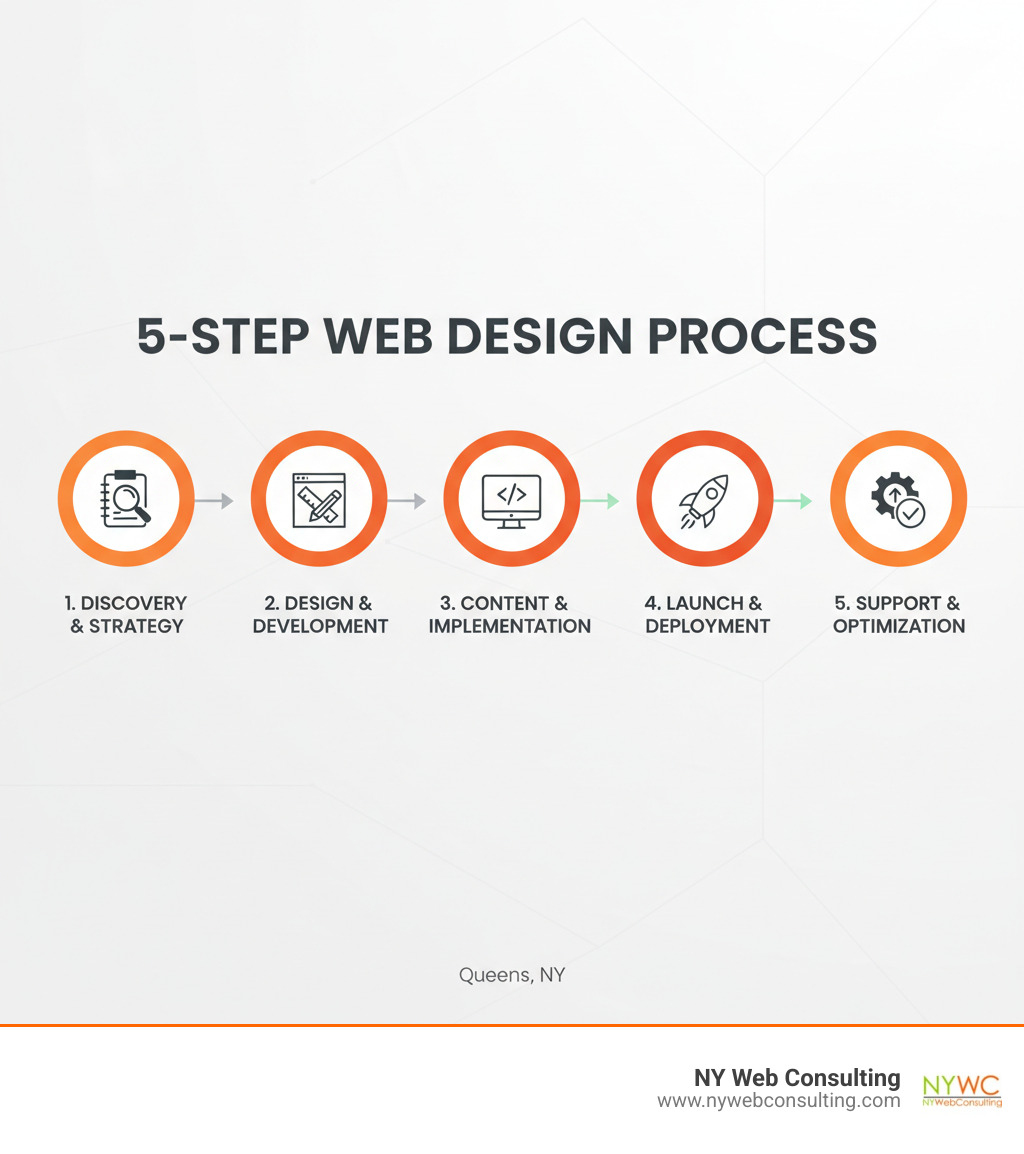 infographic illustrating a 5-step web design process - website design company queens ny infographic infographic illustrating a 5-step web design process - website design company queens ny infographic