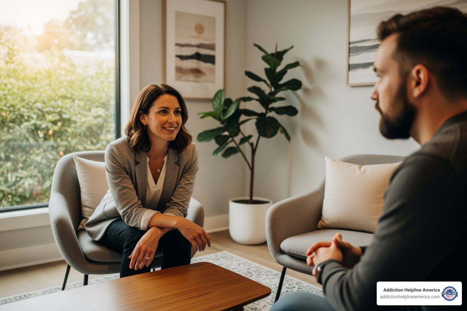 a compassionate counselor talking with a patient - drug rehab centers in las vegas nevada