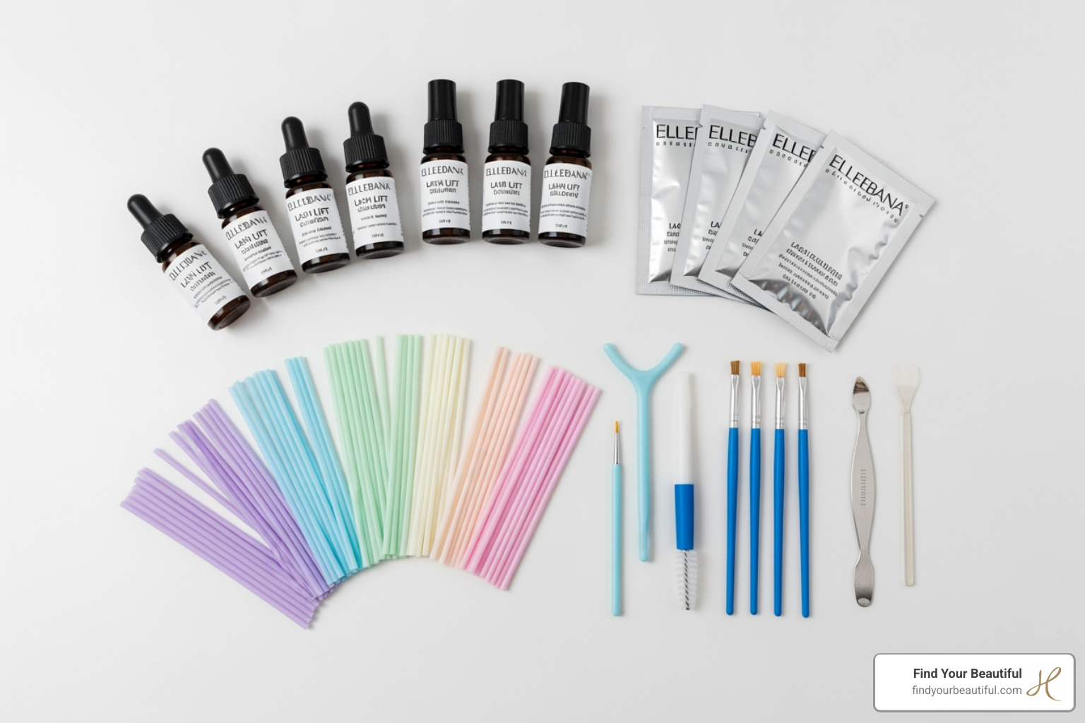 Elleebana Lash Lift Full Kit laid out - elleebana lash lift
