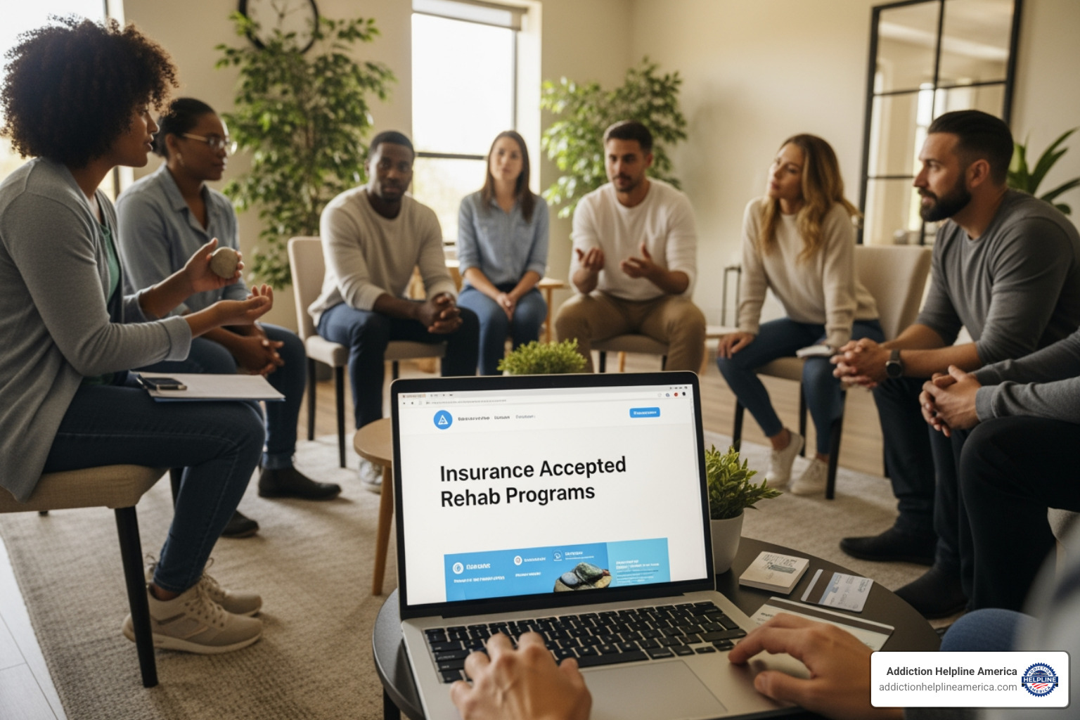 document with magnifying glass over "benefits" section - how to find rehab programs that accept insurance