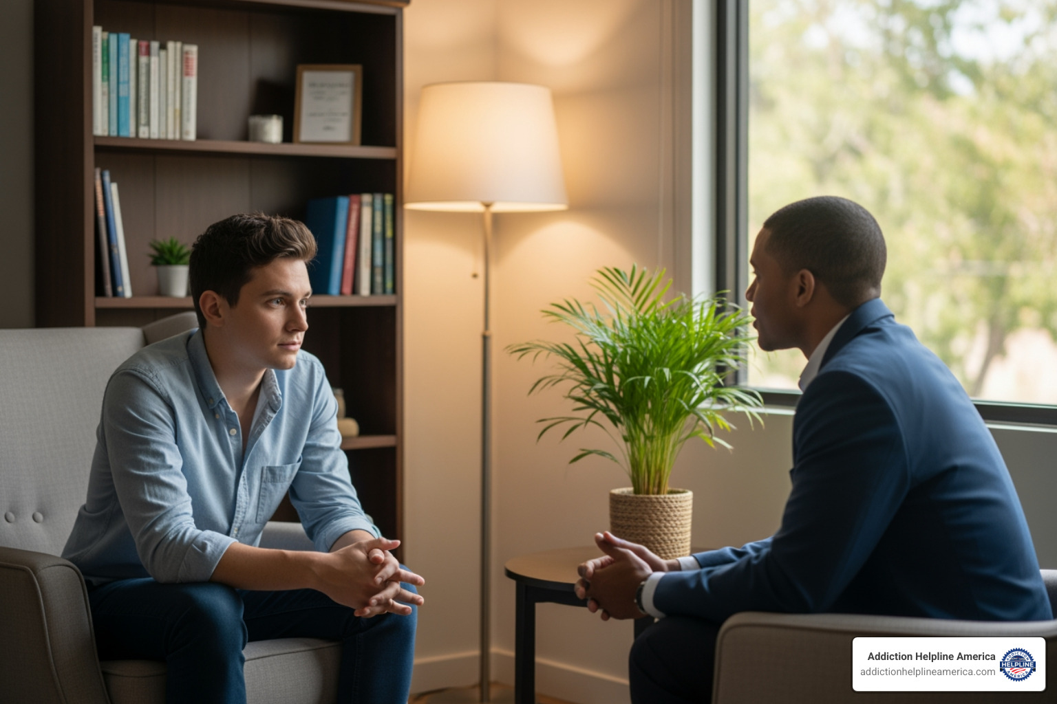 Person speaking with a compassionate counselor - where can i find drug rehab in tennessee