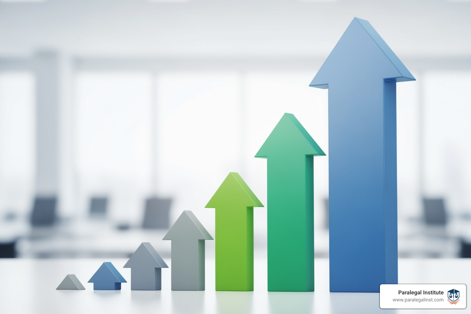 A graph showing an upward arrow, representing career trajectory, with smaller arrows indicating increasing salary and responsibilities. - how much is a paralegal certificate program A graph showing an upward arrow, representing career trajectory, with smaller arrows indicating increasing salary and responsibilities. - how much is a paralegal certificate program