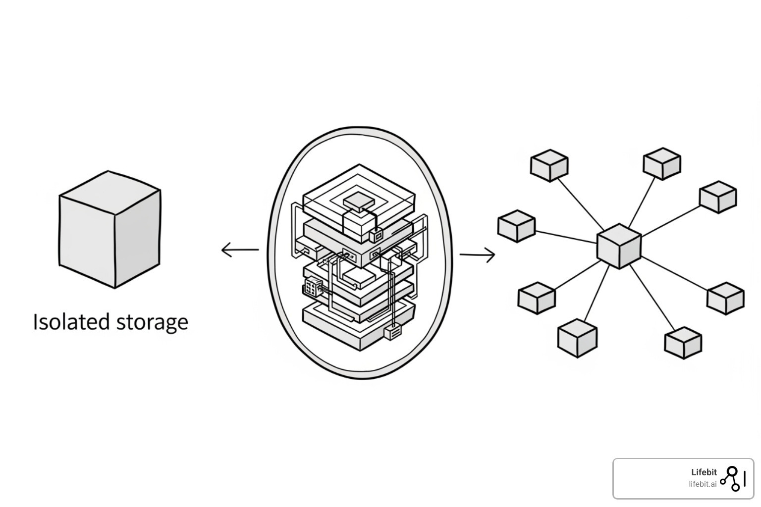 illustration showing the difference between a simple repository, an integrated platform, and a federated environment - research data management platform illustration showing the difference between a simple repository, an integrated platform, and a federated environment - research data management platform