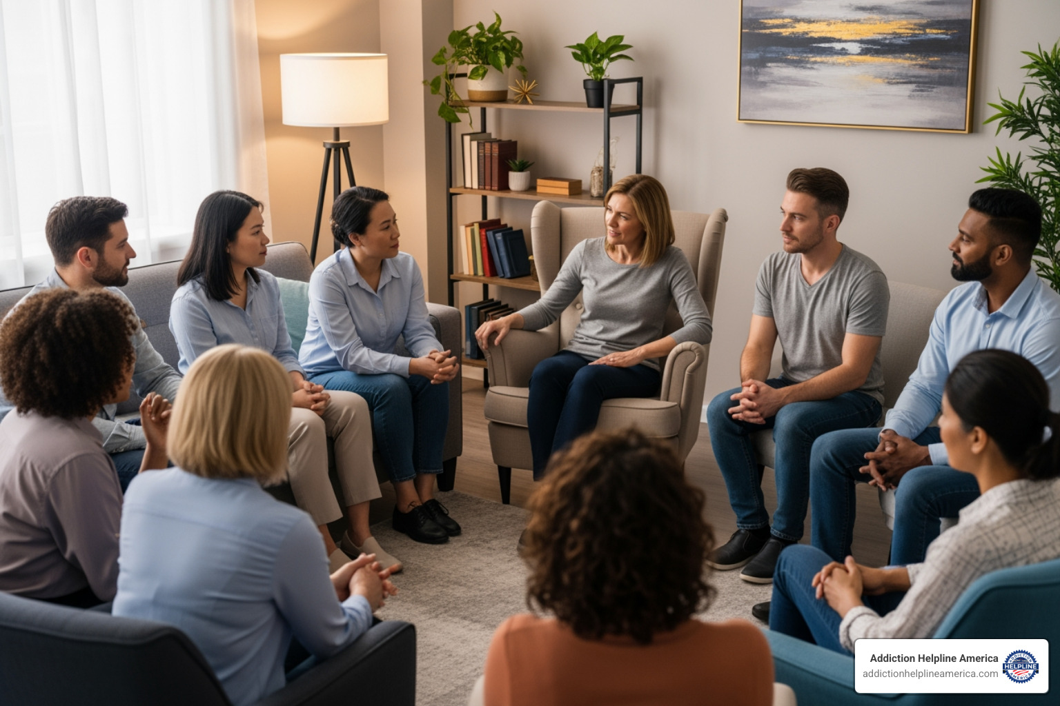 diverse group of people in a supportive therapy session - how to find a good alcohol rehab center diverse group of people in a supportive therapy session - how to find a good alcohol rehab center