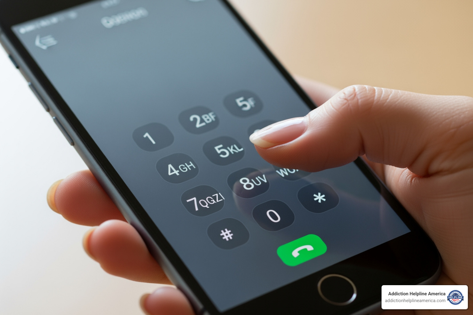 smartphone screen showing a helpline dial pad - 24 hour mental health helpline