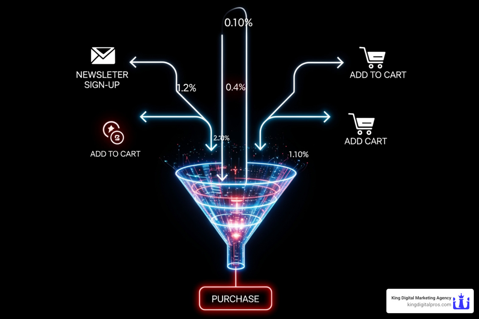 macro-conversion (purchase) and micro-conversions (newsletter sign-up, add to cart) - funnel analysis