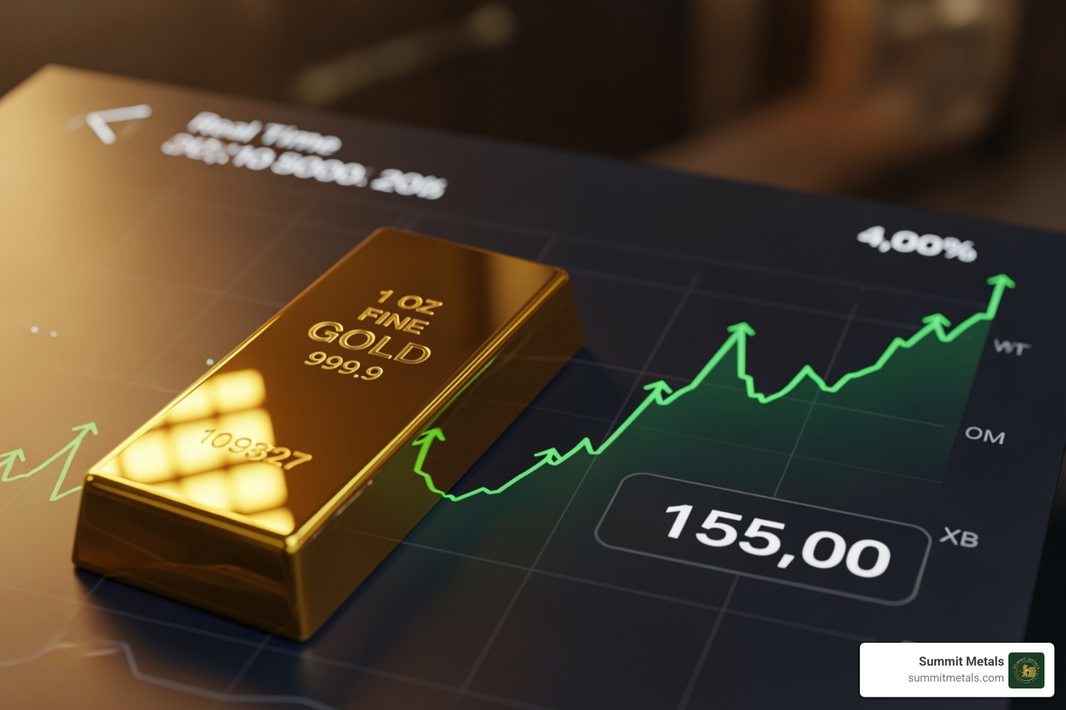 20-year historical gold price chart - 1 oz of pure gold price