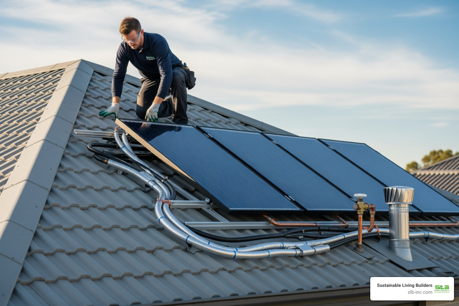 clean, professional installation of solar water heating panels on a roof - water heating roof panels clean, professional installation of solar water heating panels on a roof - water heating roof panels