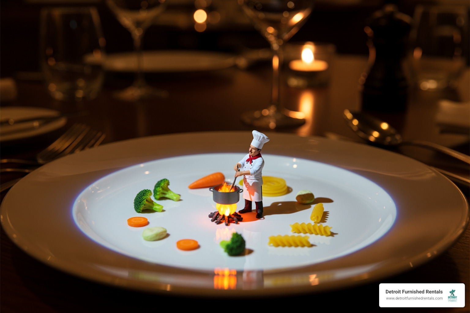 Le Petit Chef projection on a dinner plate - Unique dining experiences