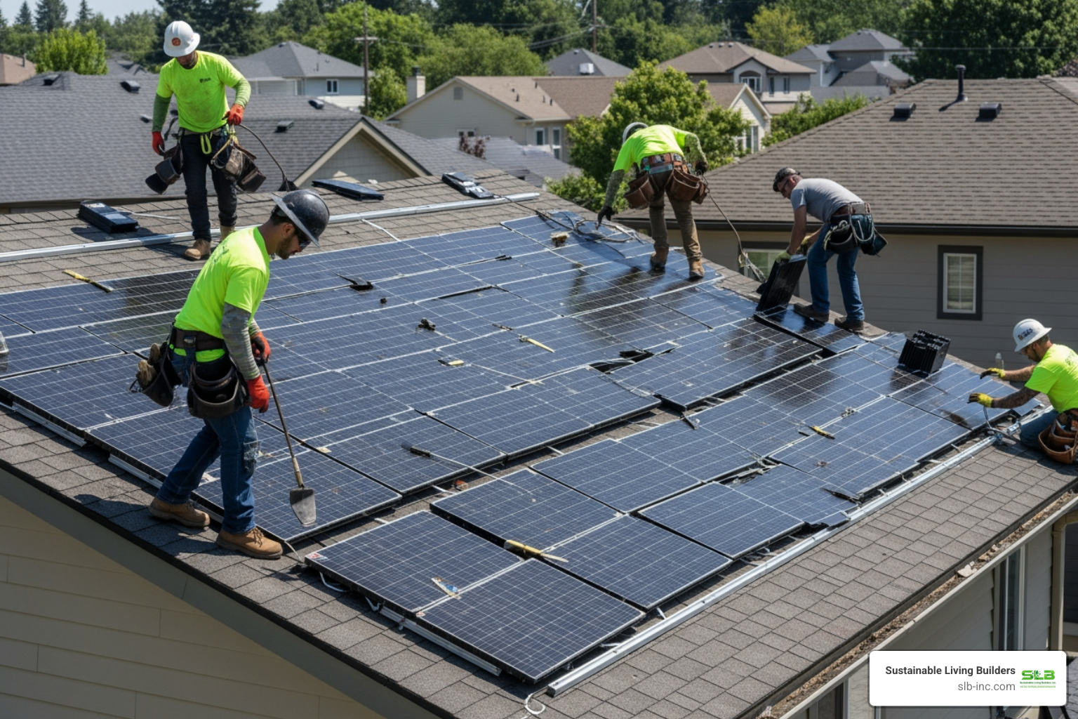 crew installing an integrated solar roof - integrated solar roofing