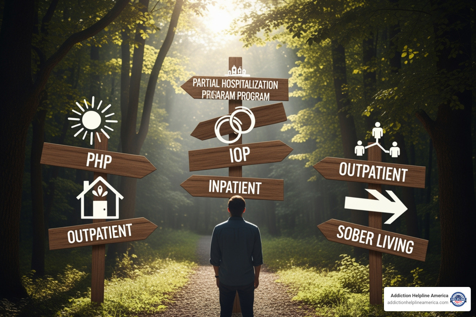person at a crossroads with signs pointing to different rehab options - find rehab facilities person at a crossroads with signs pointing to different rehab options - find rehab facilities