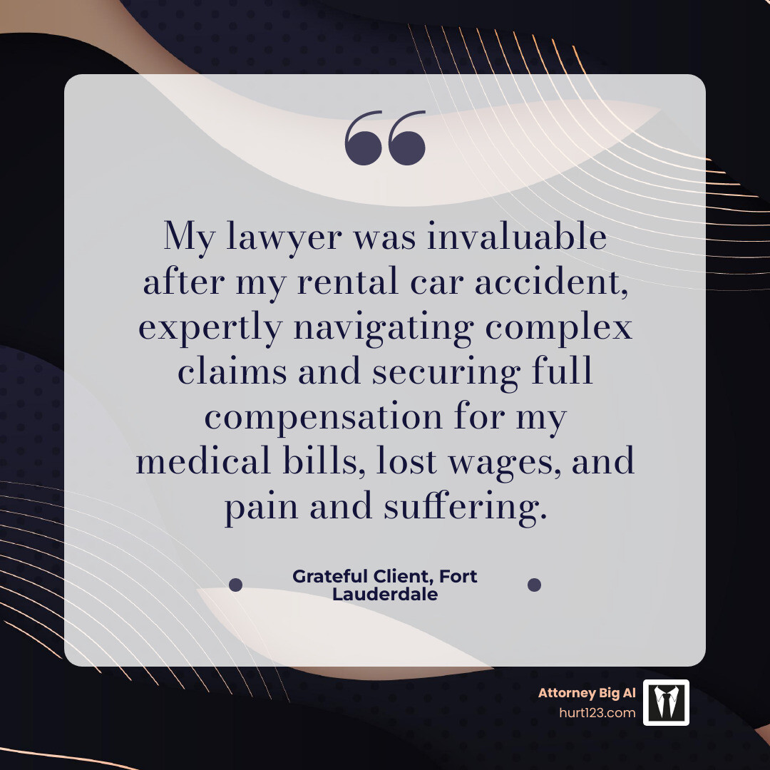 positive client testimonial graphic - rental car damage lawyer infographic simple-quote-dark