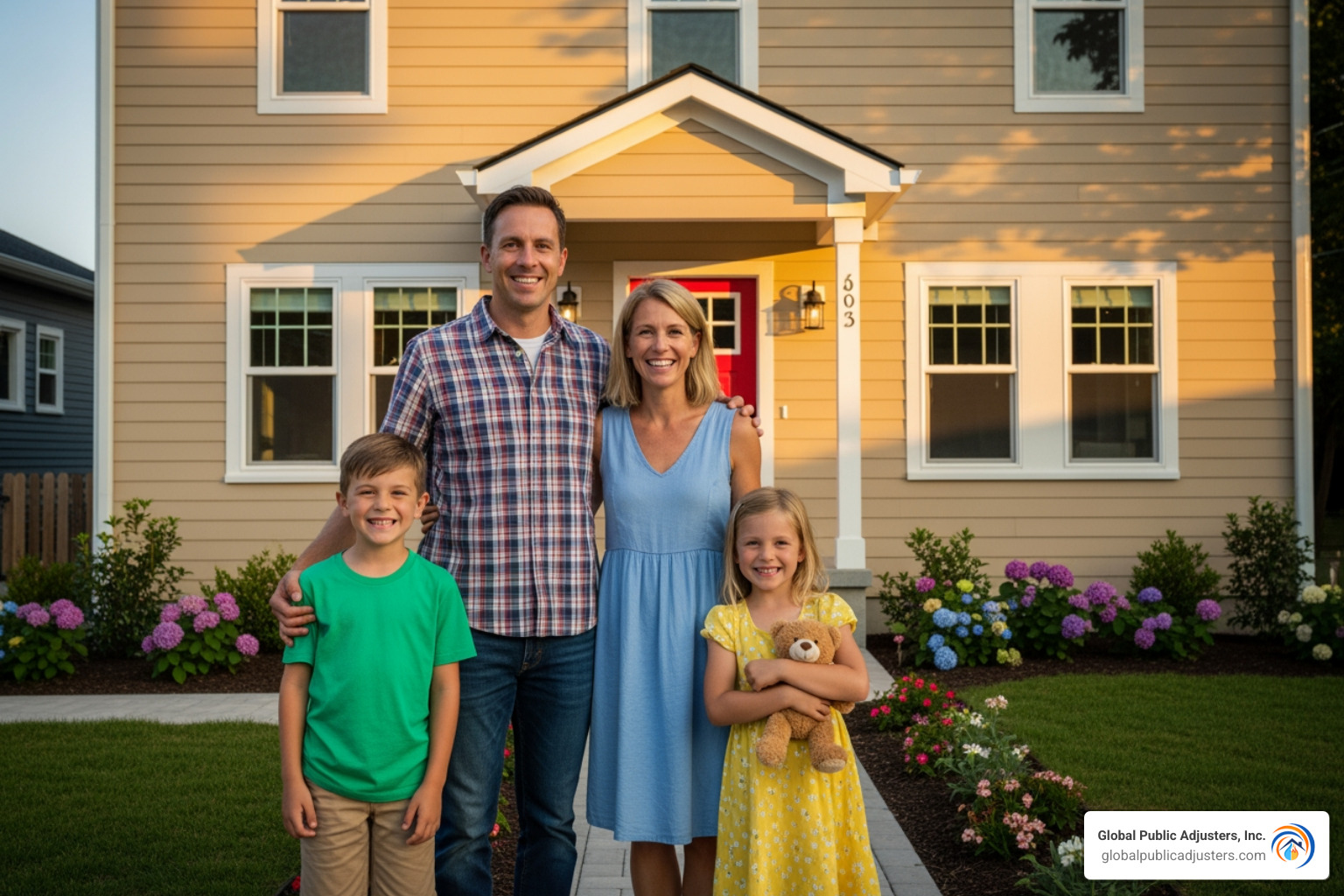 family relieved at repaired home - Public adjusters Orlando Florida