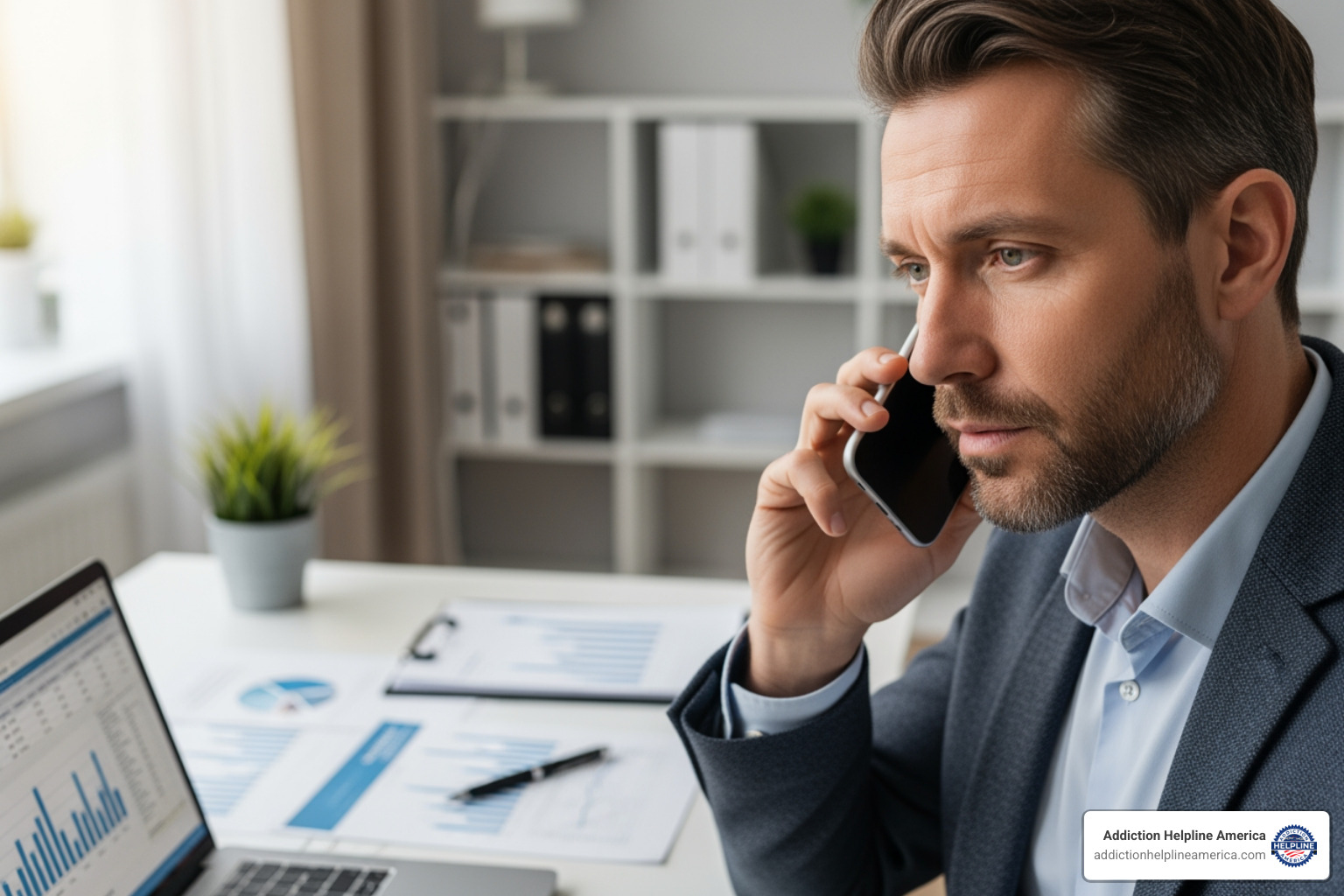 Person on phone with insurance representative - how to find a drug rehab facility Person on phone with insurance representative - how to find a drug rehab facility