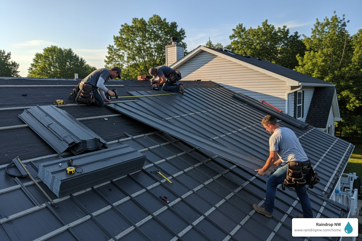 image of metal roof installation in progress. - best metal roofing company in raleigh hills or