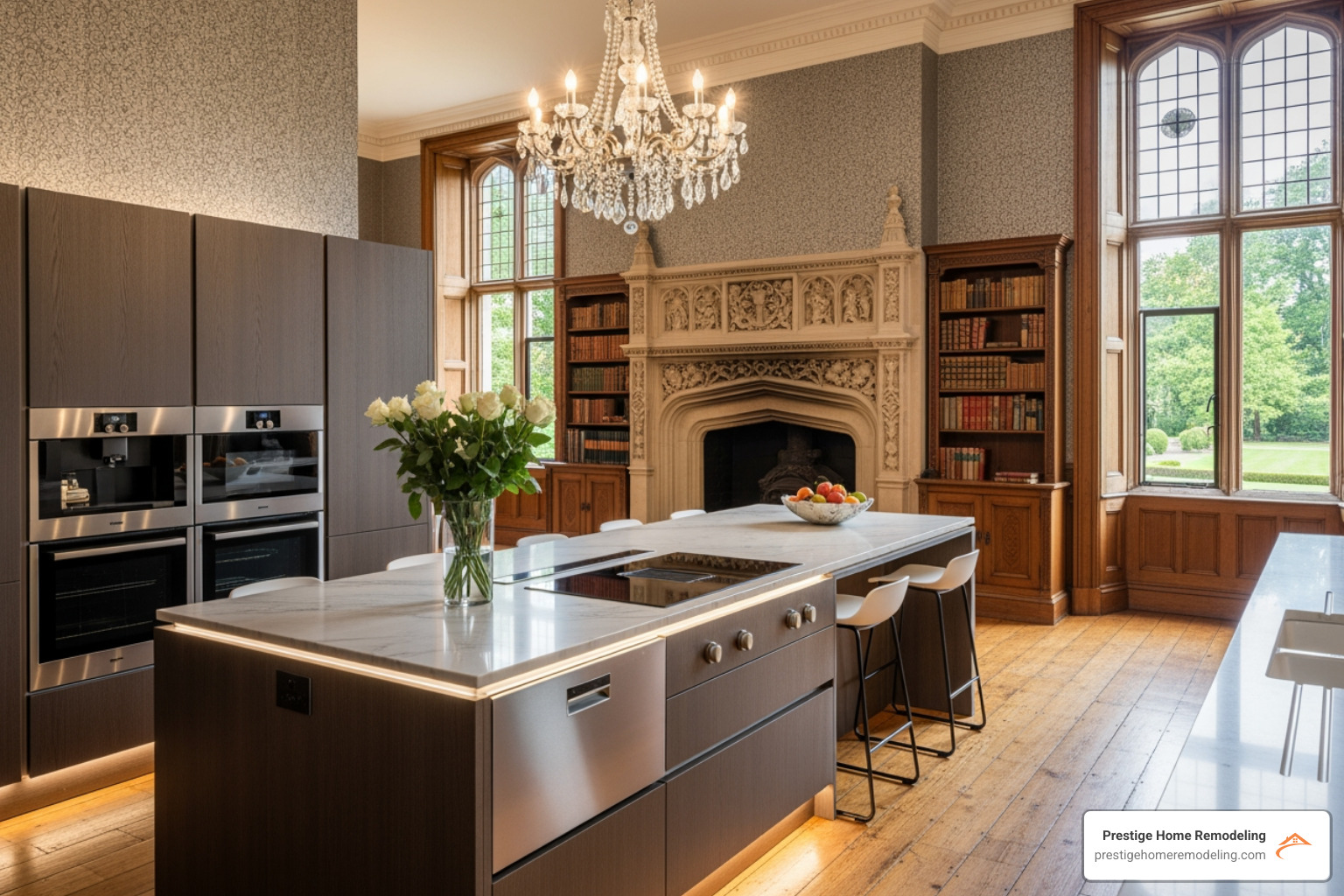 Modern kitchen integrated into a historic home - Historic home renovation Maryland