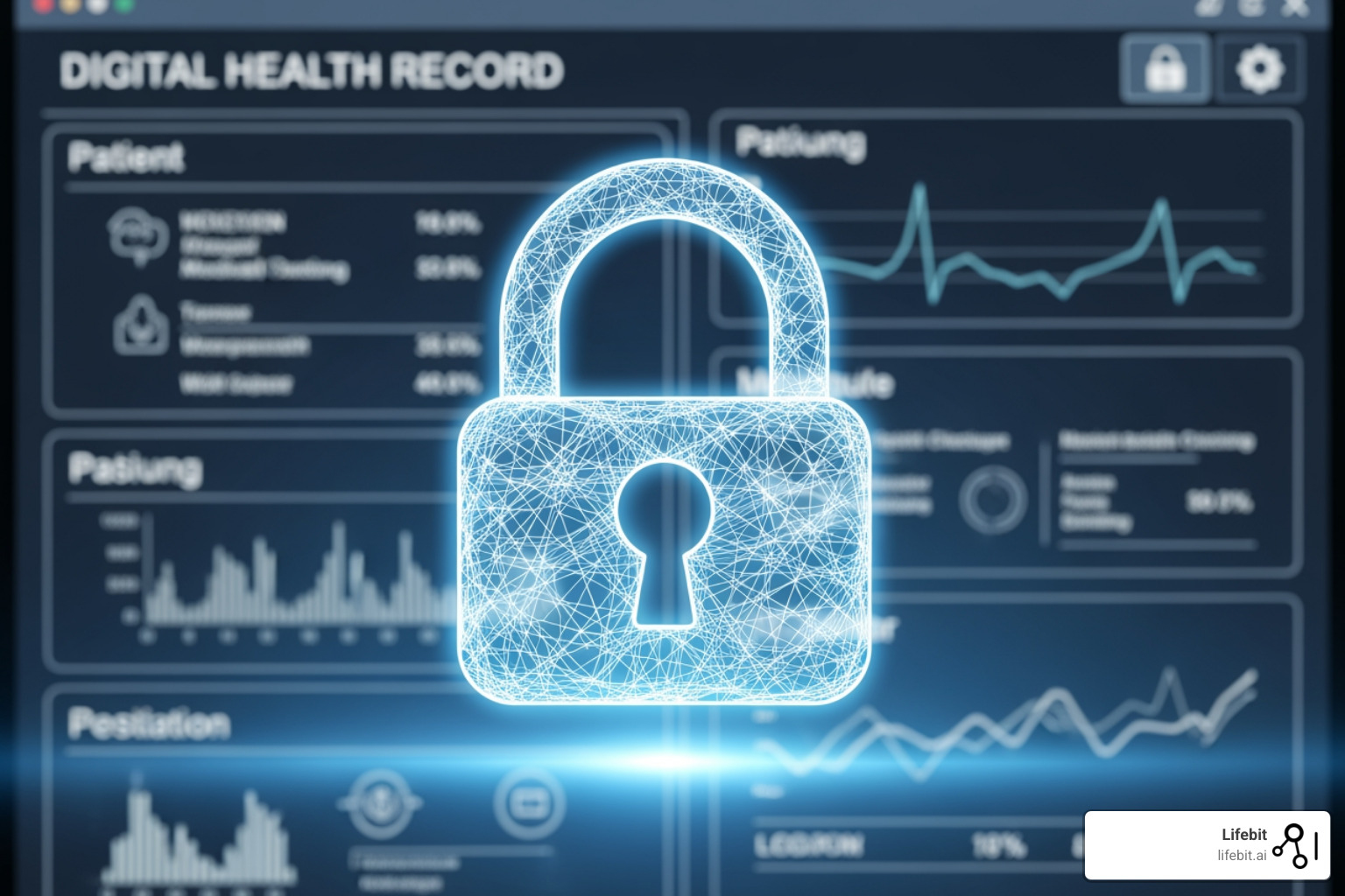 lock icon over a digital health record - ehrs