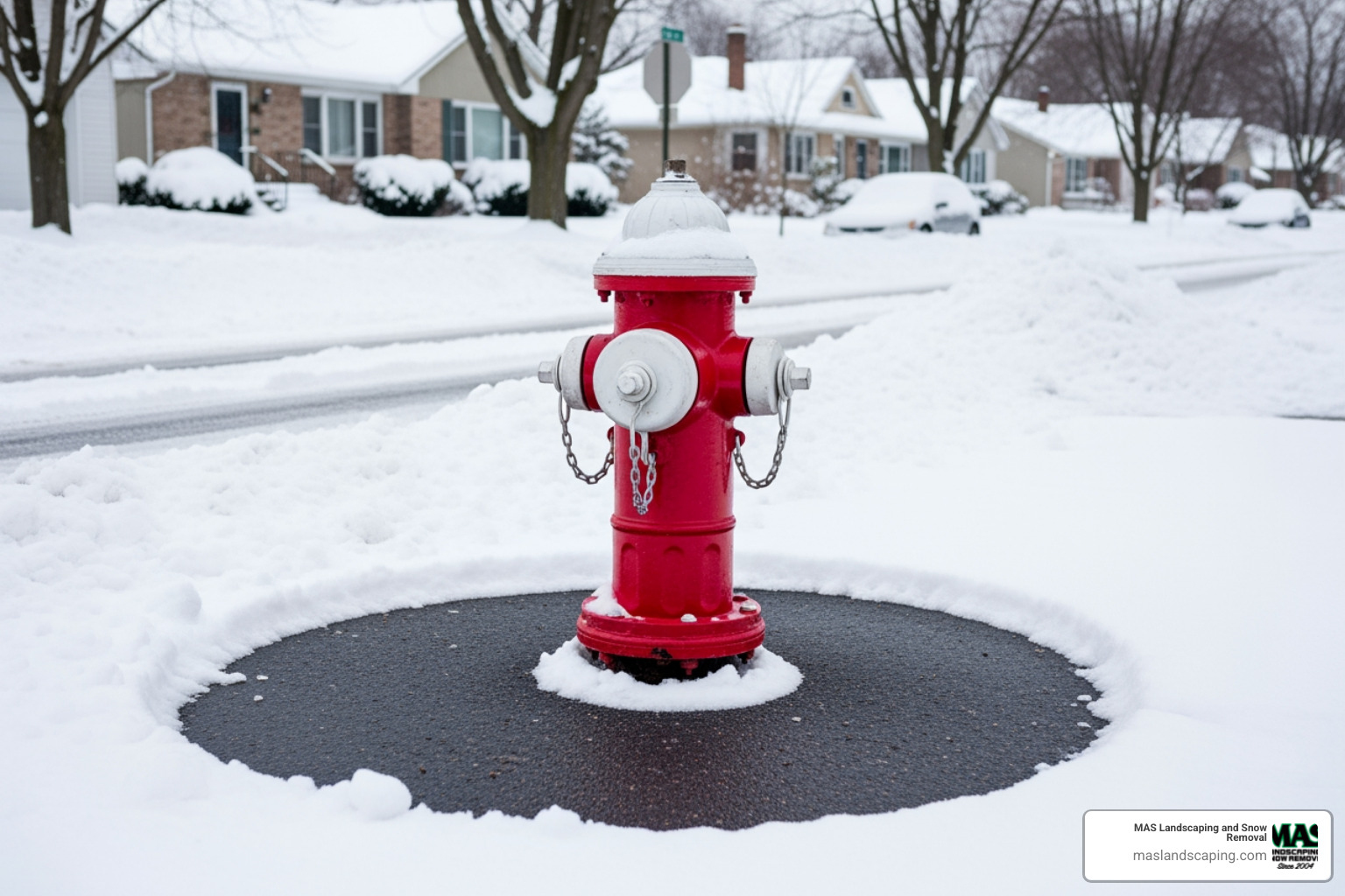 clearly marked fire hydrant dug out from the snow - Commercial Snow Removal Medford MA