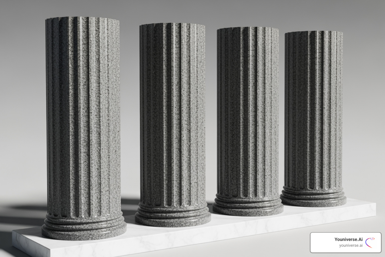 Four pillars labeled On-Page, Off-Page, Technical, and Local SEO - Boost website visibility Four pillars labeled On-Page, Off-Page, Technical, and Local SEO - Boost website visibility