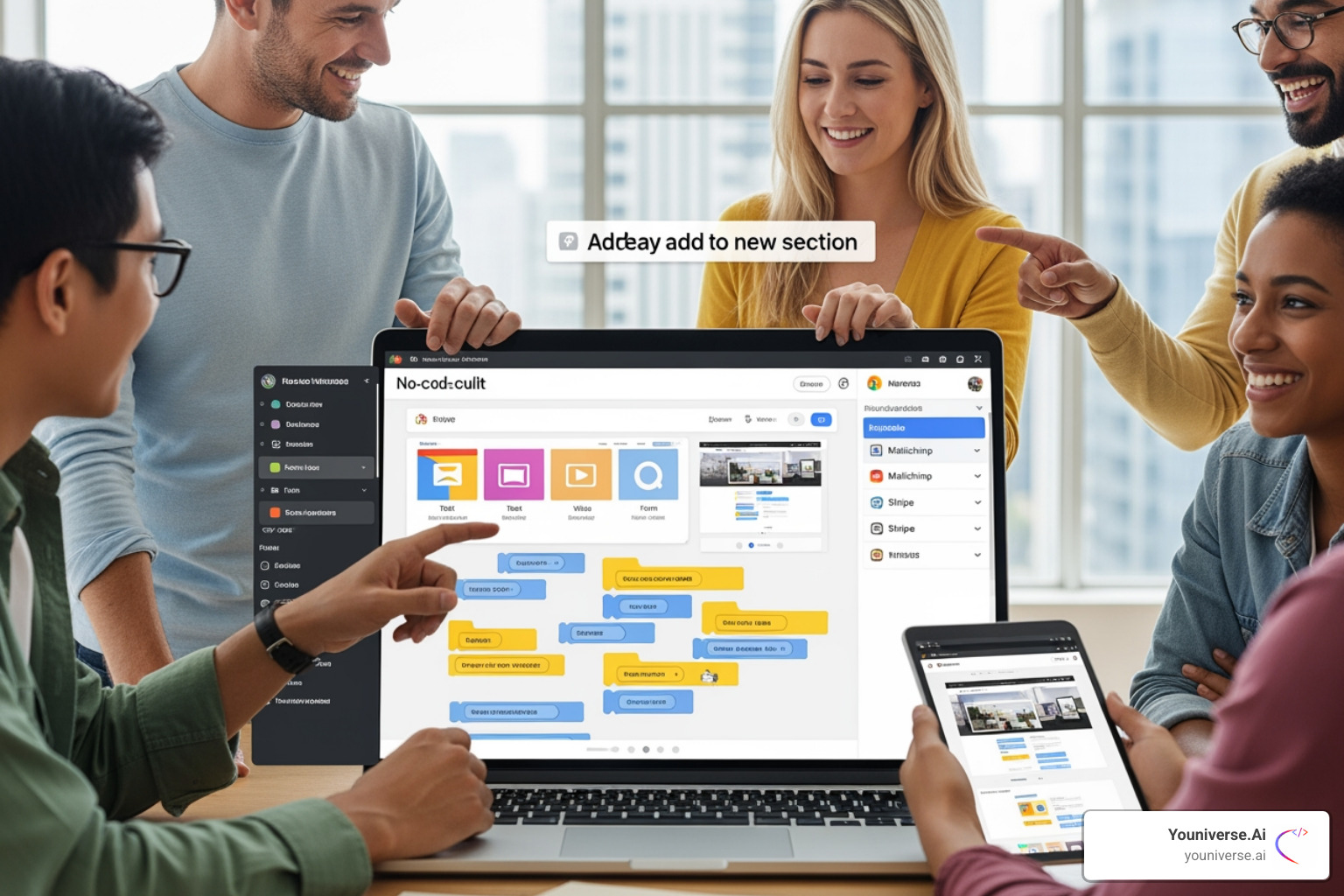 A website displayed perfectly on a desktop, tablet, and smartphone, illustrating responsive design across multiple devices with clear, readable content and functional elements on each screen - what makes a no code website builder effective