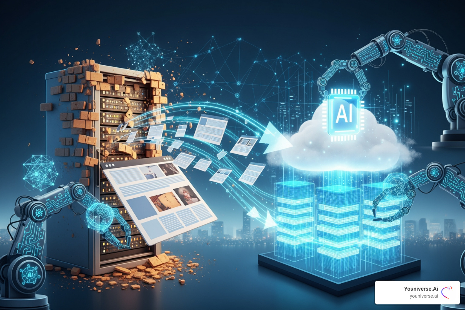 AI search results page with AI Overviews - AI website migration