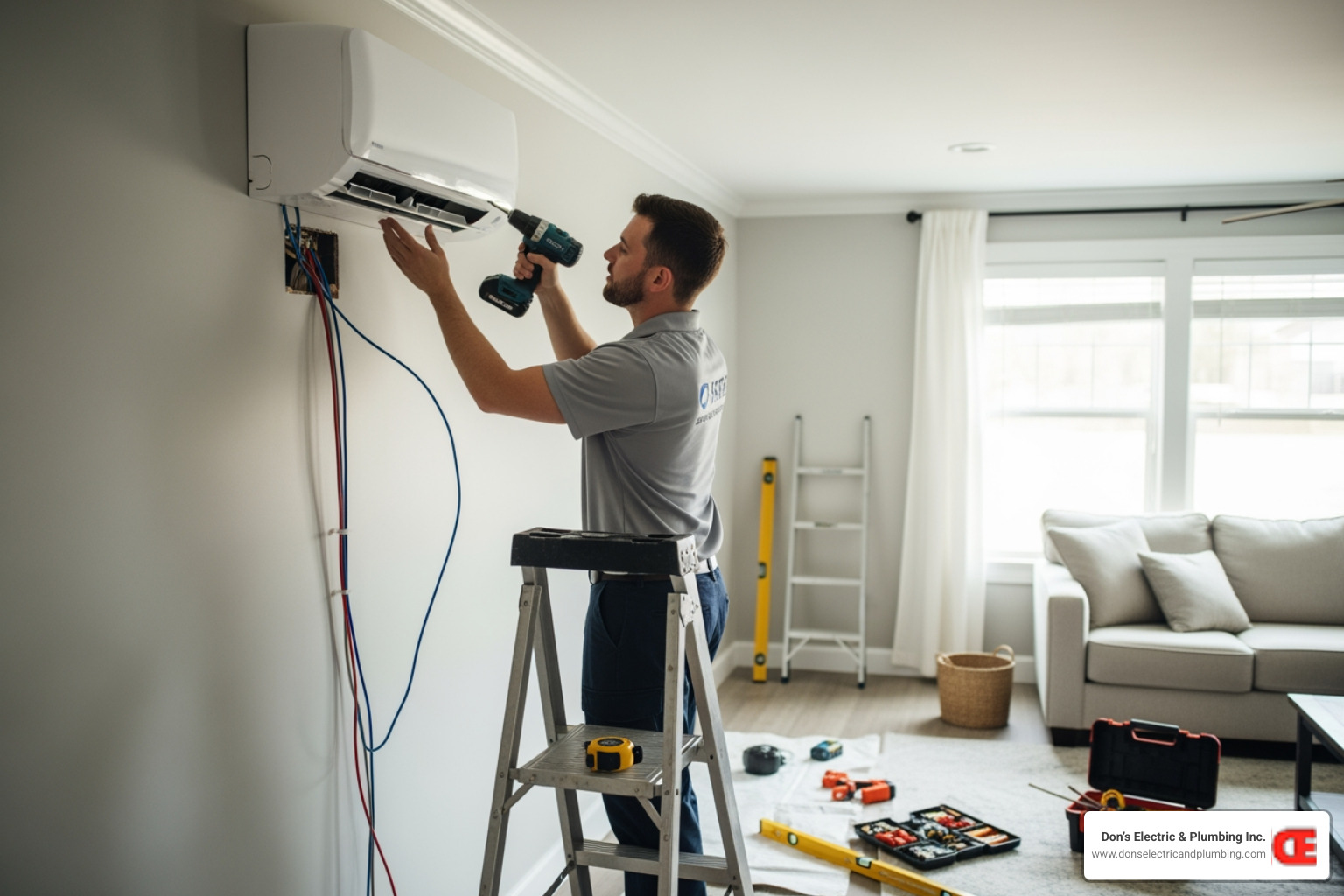 Technician professionally installing an indoor ductless mini-split unit - Who is considered the best heat pump installer in the Gloversville area? Technician professionally installing an indoor ductless mini-split unit - Who is considered the best heat pump installer in the Gloversville area?