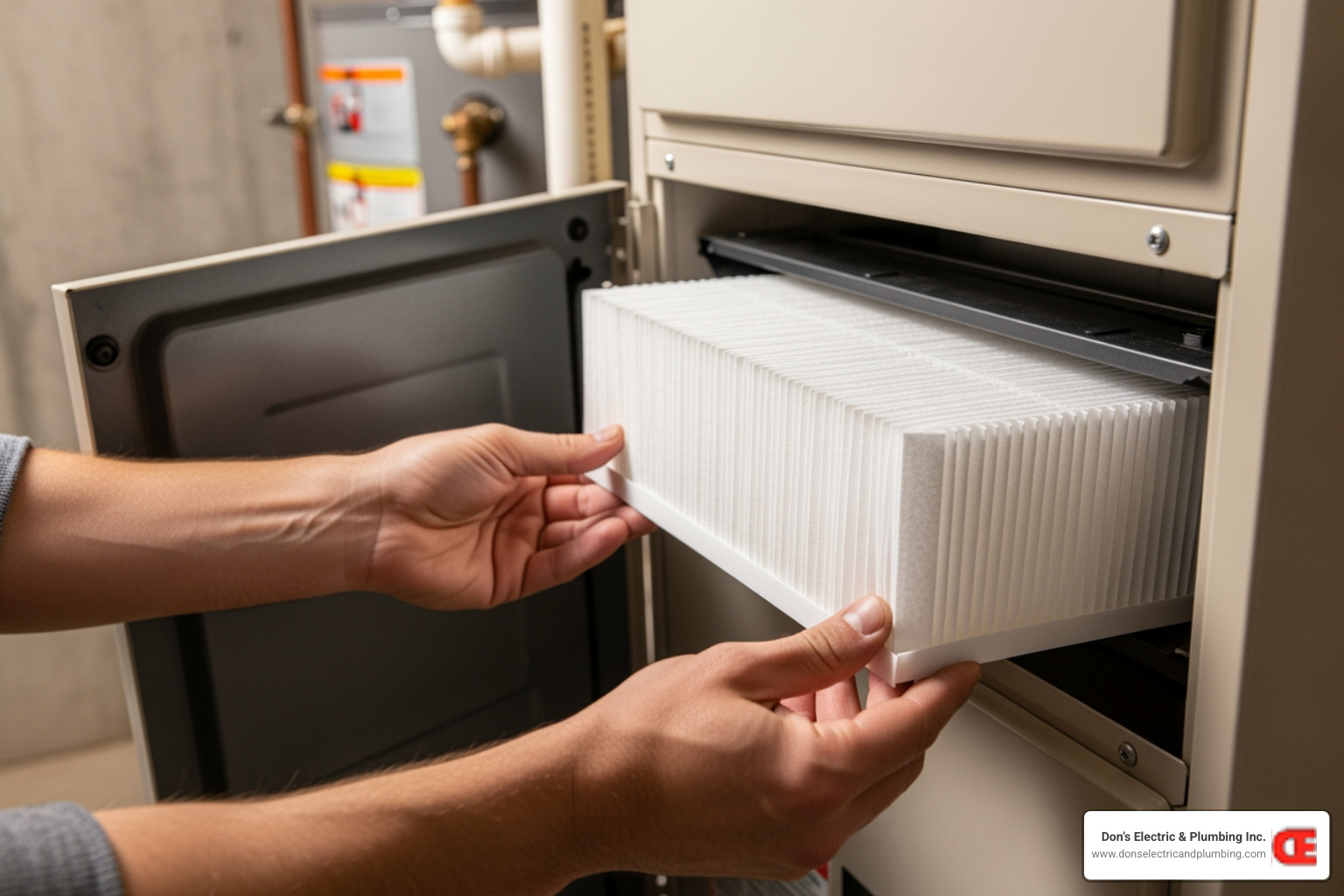 person easily sliding a clean new filter into a furnace - Who provides the best furnace repair in Cobleskill? person easily sliding a clean new filter into a furnace - Who provides the best furnace repair in Cobleskill?