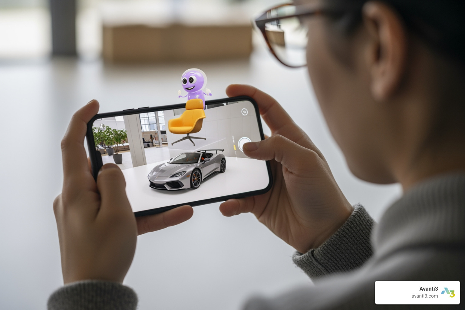 user interacting with an AR product visualization on their phone - customer engagement