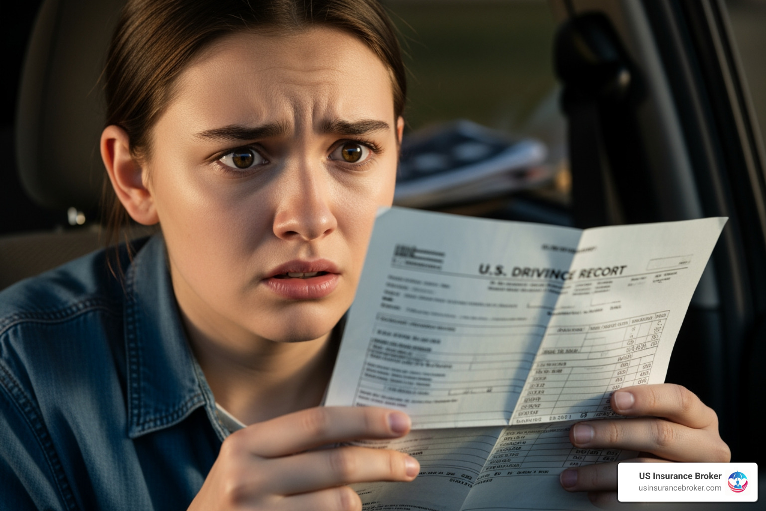 person looking concerned at their driving record - cheapest insurance in florida for young drivers