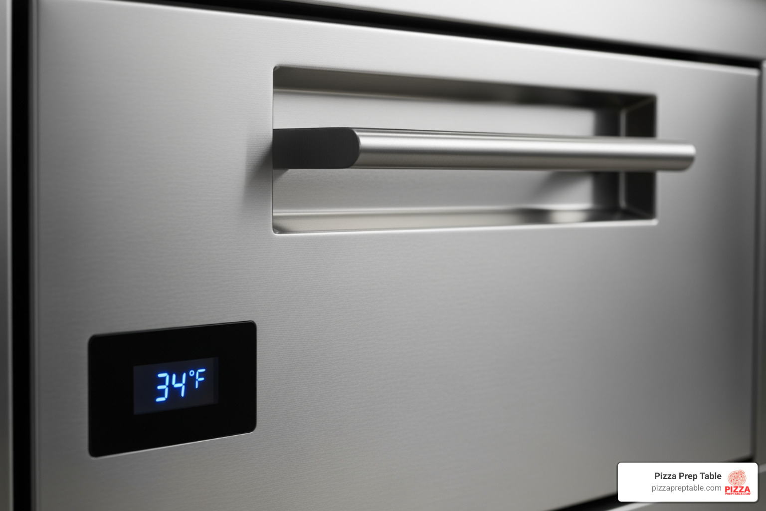 close-up of chef base stainless steel drawer and digital temperature control - 60 inch chef base close-up of chef base stainless steel drawer and digital temperature control - 60 inch chef base