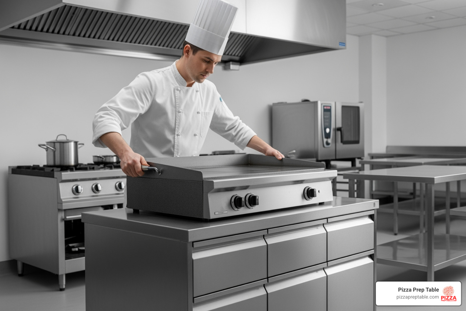 chef placing cooking equipment on chef base - 60 inch chef base chef placing cooking equipment on chef base - 60 inch chef base