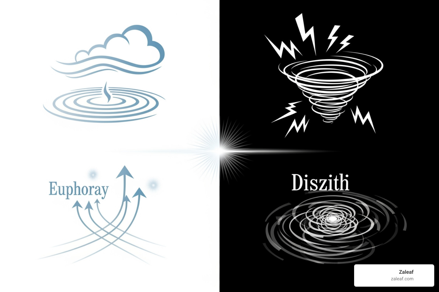 Image showing a split graphic: one side with positive effects like relaxation and euphoria, the other with negative effects like anxiety and dizziness, both represented by stylized icons - delta 8 vape Image showing a split graphic: one side with positive effects like relaxation and euphoria, the other with negative effects like anxiety and dizziness, both represented by stylized icons - delta 8 vape