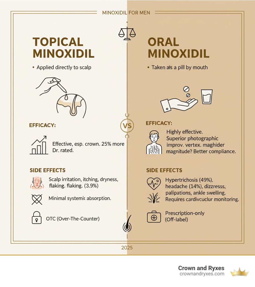 infographic comparing topical and oral minoxidil - minoxidil for men results infographic infographic comparing topical and oral minoxidil - minoxidil for men results infographic