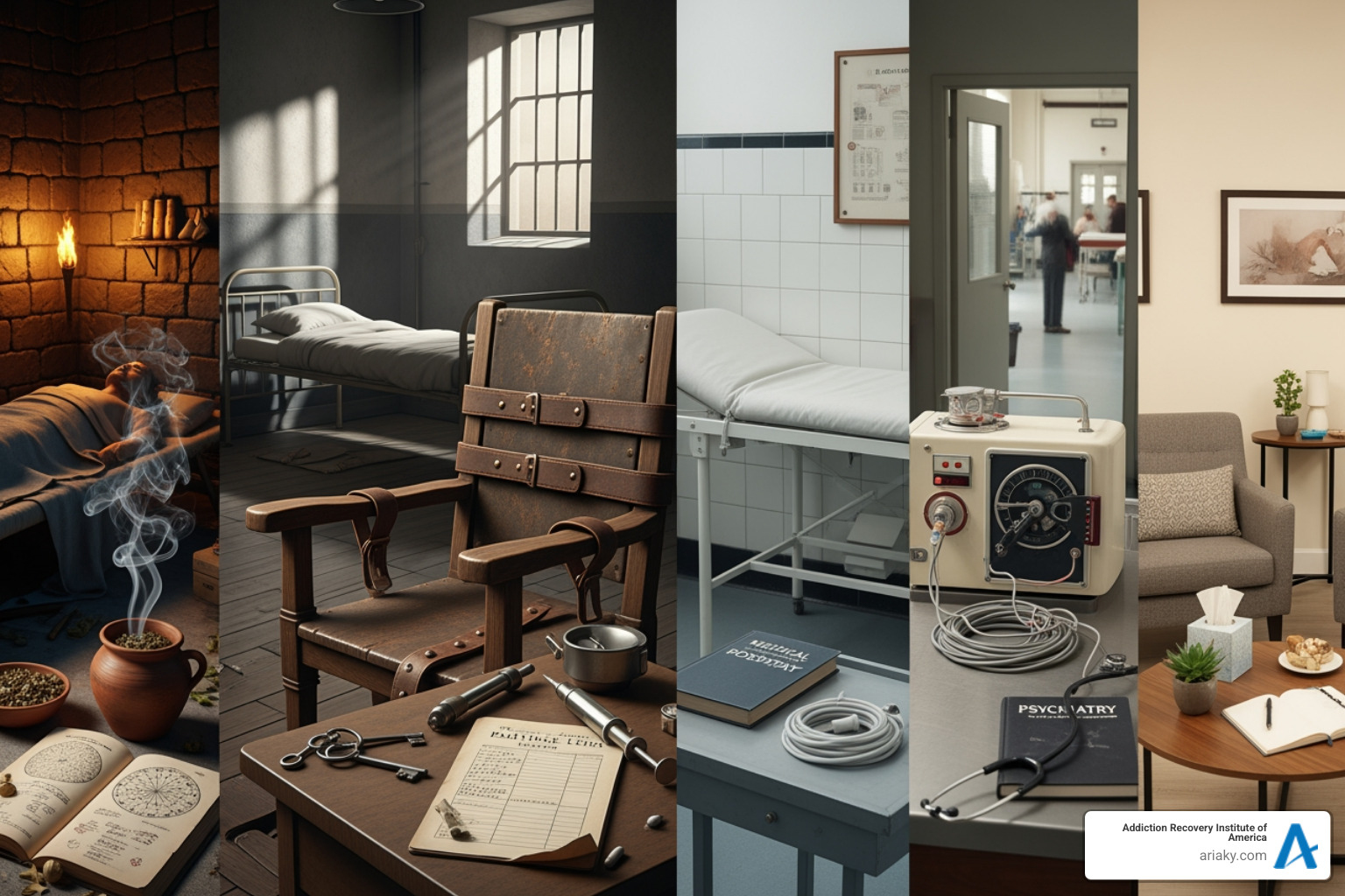 timeline showing the history of mental health treatment - partial hospitalization program