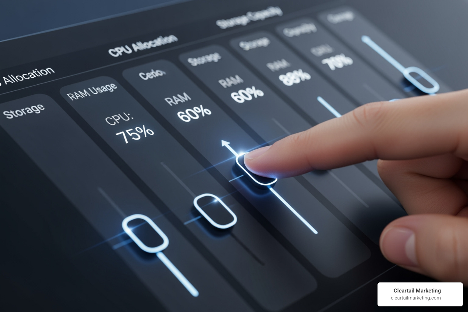 slider control panel adjusting server resources - website hosting cost